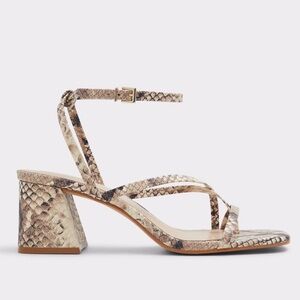 ALDO Adrauder Strappy Snakeskin Block Heeled Sandal wrap around ankle heels